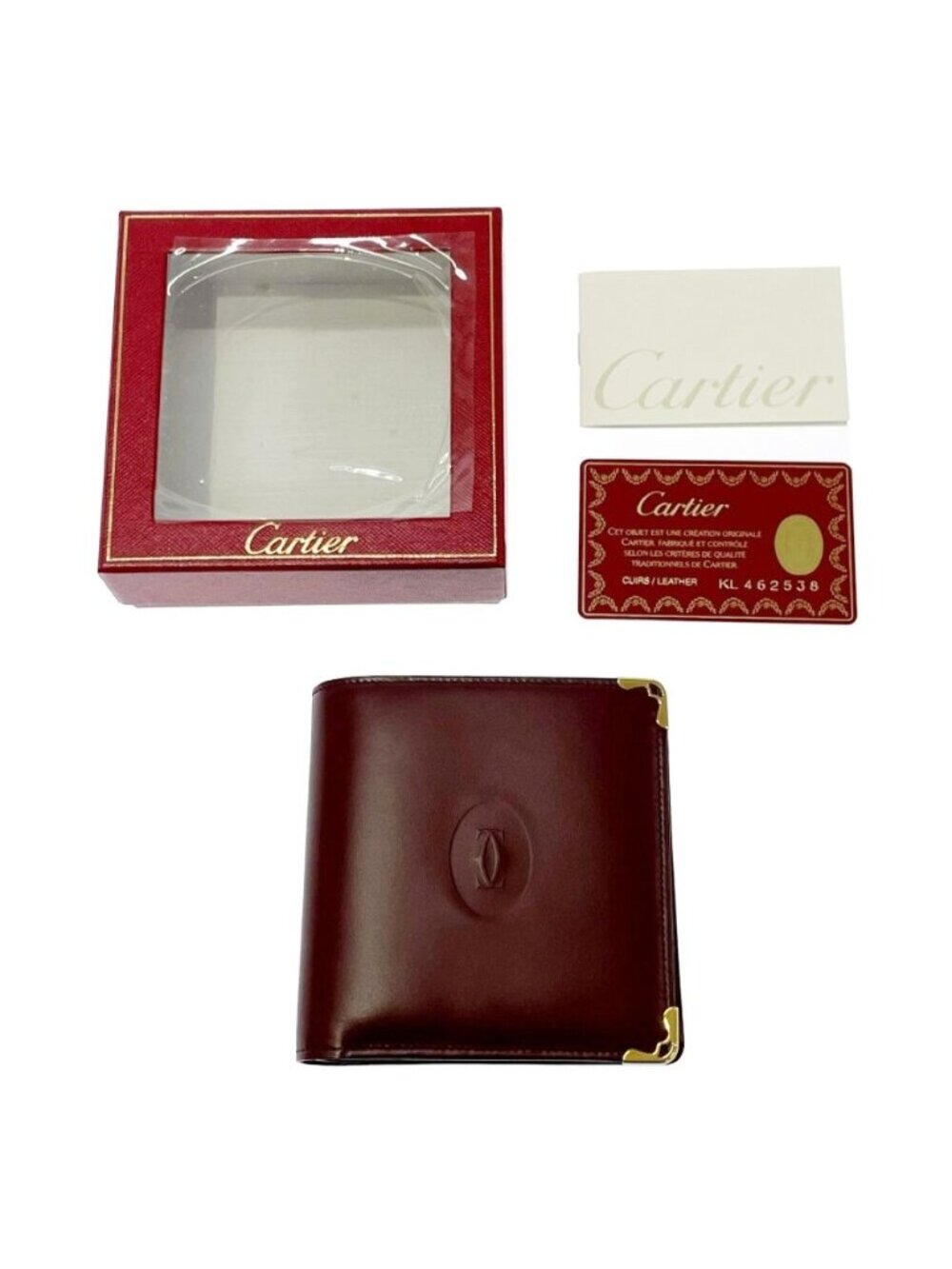 Cartier Calfskin Must Line Bifold Wallet Bordeaux